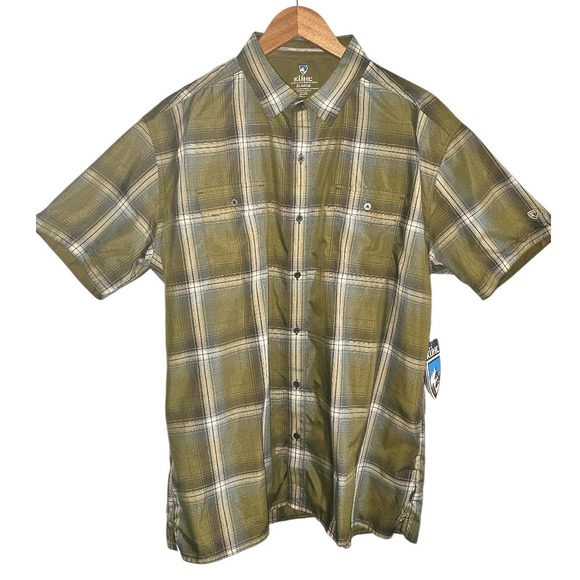 Kuhl Response Shirt Short‎ Sleeve Button Down Green Plaid Shirt Men's Sz XL NWT - Picture 4 of 11